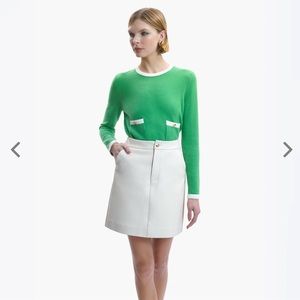 Seezona Crush Collection Vivian Chang Lambskin Leather Skirt With Metal Buttons